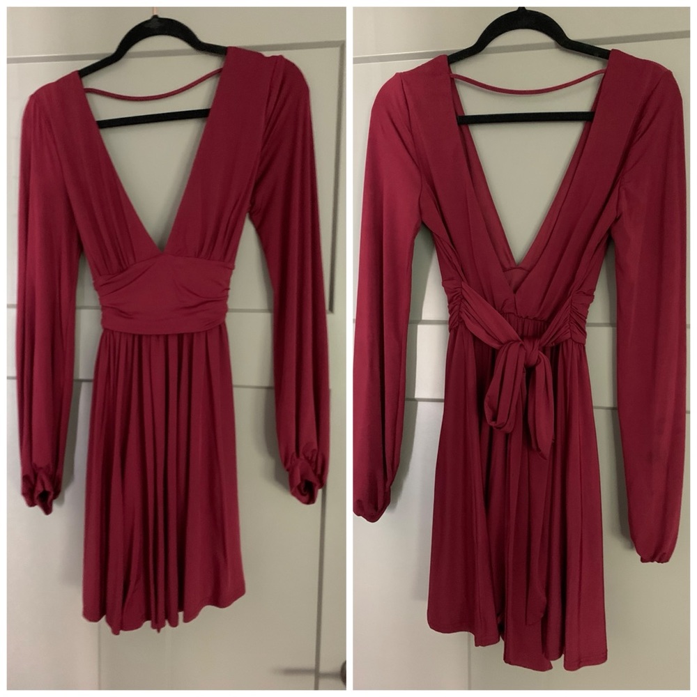 ASOS Wine Long Sleeve cocktail dress